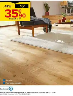Castorama GoodHome Parquet contrecollé clipsable Visby M en chêne verni blond rustique offre