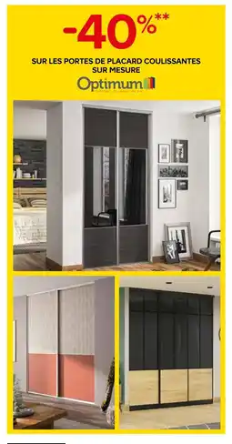 Castorama Optimum -40% sur les portes de placard coulissantes sur mesure Optimum offre