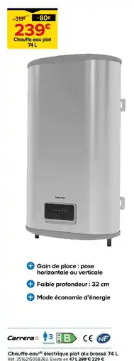 Castorama Carrera Chauffe-eau électrique plat alu brossé offre