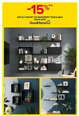 Castorama GoodHome -15% sur le concept de rangement modulable Rigga Noir GoodHome offre