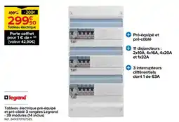 Castorama Legrand Tableau électrique pré-équipé et pré-câblé 3 rangées - 39 modules (14 inclus) offre