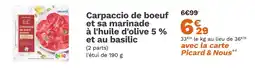 Picard Picard Carpaccio de boeuf et sa marinade à l'huile d'olive 5 % et au basilic offre