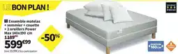 Conforama Ensemble matelas + sommier + ouquette + oreillers power offre
