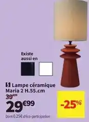 Conforama Lampe céramique maria 2 h.55 cm offre