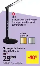 Conforama Lampe de bureau clock h.50 cm offre