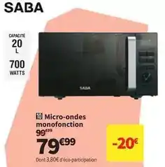 Conforama Saba - micro-ondes monofonction offre