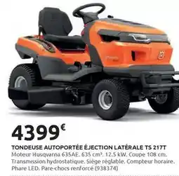 Rural Master Husqvarna - tondeuse autoportee éjection latérale ts 217t offre