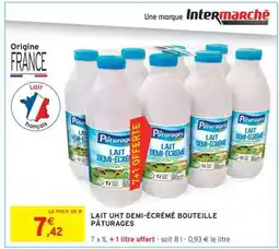 Intermarché Contact LAIT UHT DEMI ÉCRÉMÉ BOUTEILLE PÂTURAGES offre