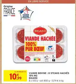 Intermarché Contact VIANDE BOVINE : 8 STEAKS HACHÉS 15% MG BIGARD offre