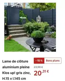 Leroy Merlin Lame de clôture aluminium pleine offre