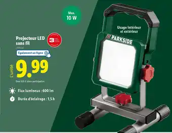 Lidl PARKSIDE Projecteur LED sans fil offre