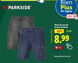Lidl PARK SIDE Short de travail en jean homme offre