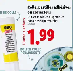 Lidl Colle, pastilles adhésives ou correcteur offre