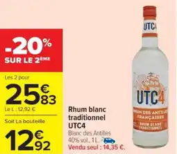Cora x Carrefour UTC4 Rhum blanc traditionnel offre