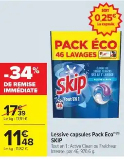 Cora x Carrefour SKIP Lessive capsules Pack Eco" offre