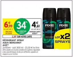 Intermarché Contact Déodorant Spray Aqua Bergamot Axe offre