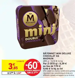 Intermarché Bâtonnet mini deluxe chocolat x6 magnum offre