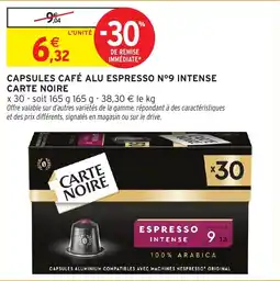 Intermarché Capsules café alu espresso nº9 intense carte noire offre