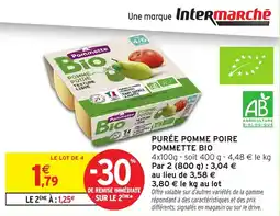 Intermarché Purée pomme poire pommette bio offre