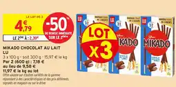 Intermarché Mikado chocolat au lait lu offre