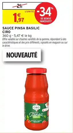 Intermarché Sauce pinsa basilic ciro offre