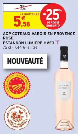 Intermarché Aop coteaux varois en provence rosé estandon lumière hve3 offre