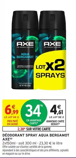 Intermarché Déodorant spray aqua bergamot axe offre