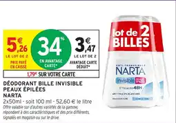 Intermarché Déodorant bille invisible peaux épilées narta offre