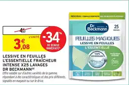 Intermarché Lessive en feuilles l'essentielle fraîcheur intense x25 lavages dr. beckmann offre