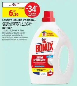 Intermarché Lessive liquide l'original au bicarbonate peaux sensibles 50 lavages bonux offre