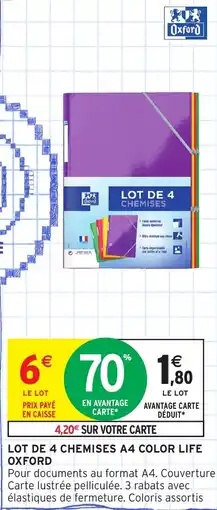 Intermarché Lot de 4 chemises a4 color life oxford offre