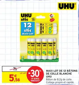 Intermarché Maxi lot de 12 bâtons de colle blanche uhu offre