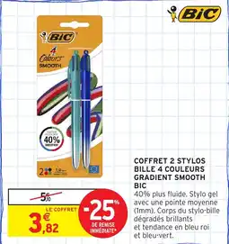 Intermarché Coffret 2 stylos bille 4 couleurs gradient smooth bic offre