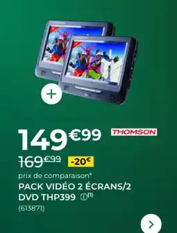 Feu Vert Pack vidéo 2 écrans 2 dvd thp399 offre