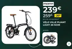 Feu Vert Vélo ville pliant light 20 noir offre