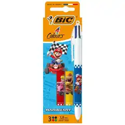 Carrefour BIC 3 stylos bille 4 couleurs Mario Kart offre