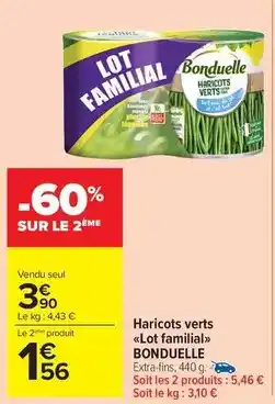 Carrefour Drive Bonduelle - haricots verts lot familial offre