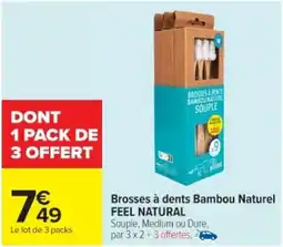 Cora x Carrefour FEEL NATURAL Brosses à dents Bambou Naturel offre