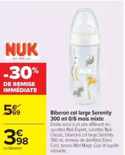 Cora x Carrefour Biberon col large Serenity 0/6 mois mixte offre