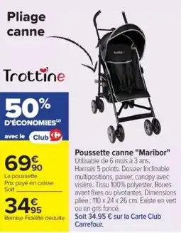 Cora x Carrefour TROTTINE Poussette canne "Maribor" offre