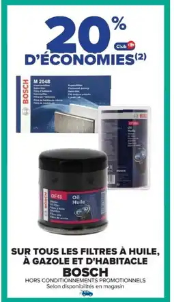 Cora x Carrefour BOSCH Sur tous les filtres à huile, à gazole et d'habitacle offre