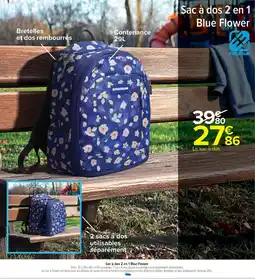 Cora x Carrefour Sac à dos 2 en 1 Blue Flower offre