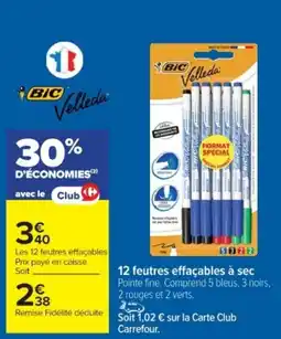 Cora x Carrefour BIC 12 feutres effaçables à sec offre