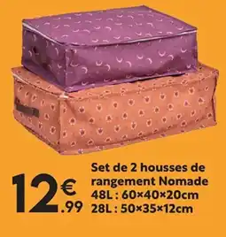 Maxi Bazar Set de 2 housses de rangement Nomade 48L: 60×40×20cm 1.99 28L: 50x35x12cm offre