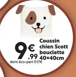 Maxi Bazar Coussin tête de chien Scott bouclette 40x40cm offre
