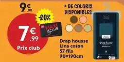 Maxi Bazar Drap housse Lina 57 fils 90 x 190 cm offre