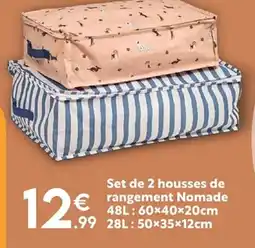Maxi Bazar Set de 2 housses de rangement Nomade 48L: 60×40×20cm offre