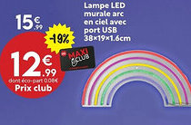 Maxi Bazar Lampe LED murale arc en ciel avec port USB offre