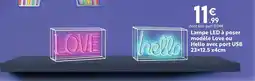 Maxi Bazar Lampe LED à poser modèle Love ou Hello avec port USB 23x12.5 x4cm offre