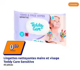 Action Lingettes nettoyantes mains et visage Teddy Care Sensitive offre